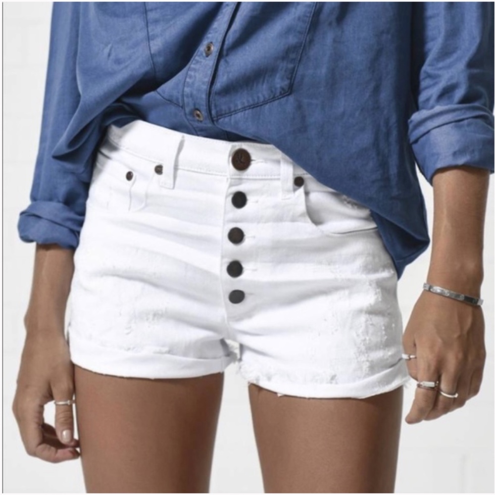 ONE TEASPOON White Denim “Harlet” Shorts